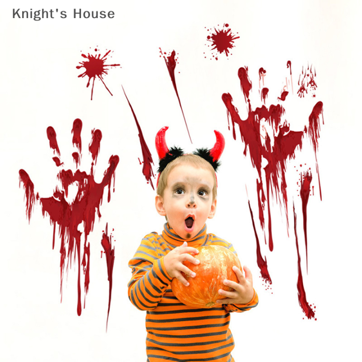 knights-house-สติกเกอร์เลือดฮาโลวีนรูปลอกติดผนังฮาโลวีนสร้างฉากสยองขวัญรอยเลือดติดหน้าต่างพื้นสำหรับในร่มกลางแจ้ง