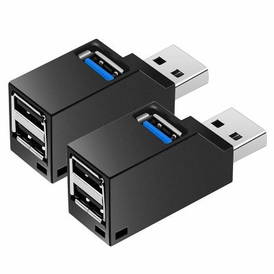 2 Pcs 3-Port USB Hub Mini USB3.0 High-Speed Hub Distributor Box for PC Notebook Computer U Disk Card Reader