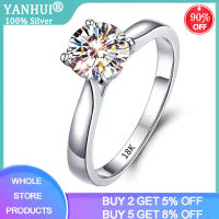 With Certificate 18K White Gold Ring With Solitaire 2 Carat Zirconia Diamond Wedding Band For Women Gift