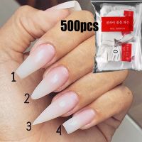 500pcs false nail hand toe false nail length short drop French nail transparent white nail tip false nail wrapped false nail