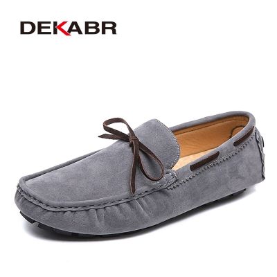 DEKABR รองเท้าหนังนิ่มรองเท้าโลฟเฟอร์ผู้ชายใหม่ไซส์38-48,รองเท้าหนังของแท้ลำลองผู้ชายแฟชั่นลื่นในสไตล์ฤดูร้อนของรองเท้าขับรถ
