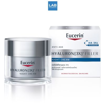 [ แถมฟรี !! Hand Wash 250 ml. ]Eucerin Hyaluron (3X) Filler Night Cream 50 ml. ผลิตภัณฑ์ลดเลือนริ้วรอย และยกกระชับผิว สูตรกลางคืน สำหรับทุกสภาพผิว 1 กระปุก บรรจุ 50