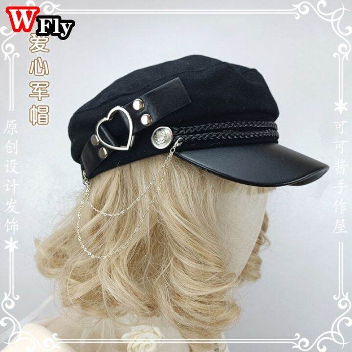 [Laoxiao YYDS] Japanese Handmade Gothic Lolita Beret Military Cap ...