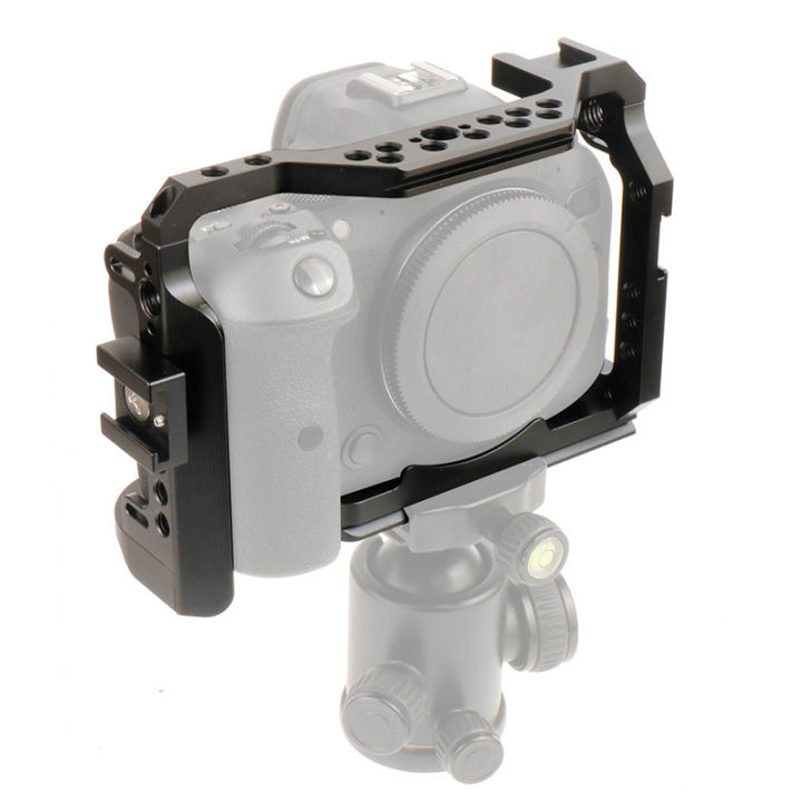 กรงกล้องอลูมิเนียมอัลลอยด์กรงวิดีโอสำหรับ-canon-r6-dslr-dual-cold-shoe-mount-14-38รูสกรูสำหรับ-vlog-ไฟไมโครโฟน