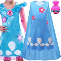 Trolls ฮาโลวีนคอสเพลย์เครื่องแต่งกายคอสเพลย์ Trolls2สาวฮาโลวีน Sundress Gauze Cape 8023