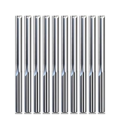 10pcs 3.175mm 4mm 6mm 8mm Two Flutes ตรงสล็อตบิตเครื่องตัดไม้ CNC Solid Carbide Two Double Flute Bits CNC Router Bits