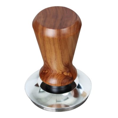 51mm Espresso Tamper Wooden Handle Barista Maker Grinder Handmade Coffee Powder Hammer Tamper Ripple Base