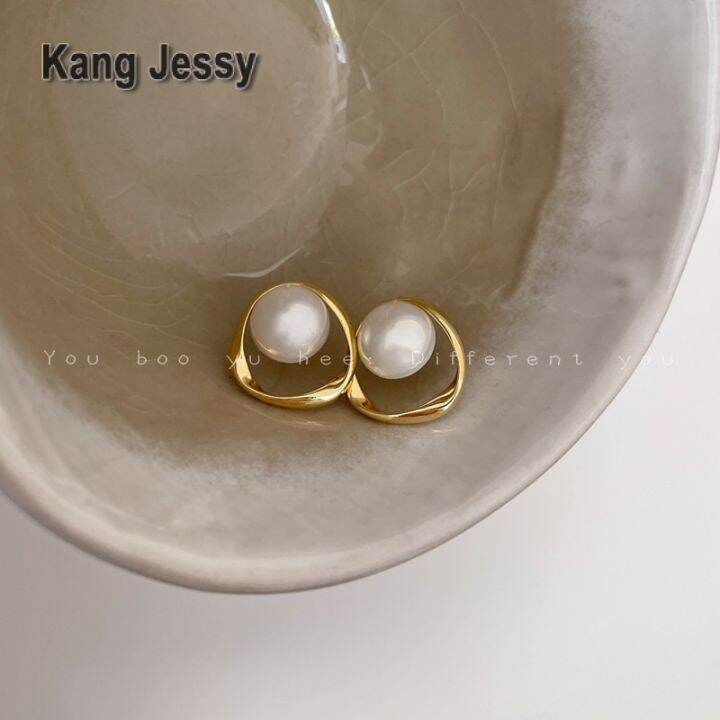 kang-jessy-ต่างหูห่วงห่วงมุกวินเทจสำหรับผู้หญิงต่างหูดีไซน์หรูสไตล์ฝรั่งเศสเฉพาะกลุ่มต่างหูมีเอกลักษณ์เฉพาะตัวหรูหราเบาๆ
