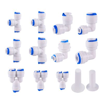 【YF】❃  RO Hose Connection Straight Elbow Tee 1/4  3/8  Coupling Plastic Pipe Fitting Reverse Osmosis