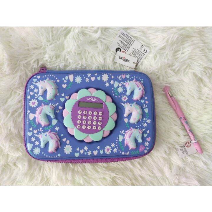 SMIGGLE CALCULATOR HARDTOP PENCIL CASE + 1 FREE SMIGGLE ERASABLE PEN