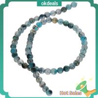 OKDEALS 60 PCS หินโมราหลอดเลือดดำมังกรดำธรรมชาติ ลูกปัดหินโมรา สีฟ้าสีฟ้า 6mm ครับ ลูกปัดหลวมๆ ทำเครื่องประดับ DIY เรียบเนียน ลูกปัดกลมกลม กำไลข้อมือสร้อยข้อมือ