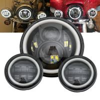 7Inch LED Motorcycle Headlight Projector 4.5Inch LED Fog Lights for Yamaha V-Star XVS 650 950 1100 1300 For Electra Glide