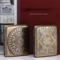 Bronze Flower 20pcs Metal Imitation Copper Cigarette Case Flip Cover Gift Box Engraved Engraved Flowers Anti-dust Tobacco