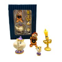 4ชิ้นบิวตี้แอนด์ The Beast Lumiere เชิงเทียนตั้งโต๊ะกาน้ำชา Cogsworth ของเล่นตุ๊กตาขยับแขนขาได้ตุ๊กตาแต่งลายเด็กผู้หญิงของขวัญตุ๊กตาขยับแขนขาได้ S