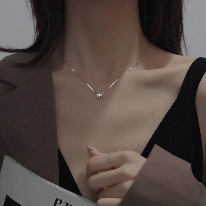 fashion-necklace-สร้อยคอเงินแท้-925-สร้อยคอ-3-วงแหวนห้อย-พร้อมกล่อง