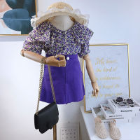 Purple Colour Kids Summer Clothes Set 2022 Tshirt+Skirt Girl Princess Clothing Children Dress Sets Outfits 소녀 세트