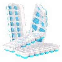 Ice Square Trays, Easy-Release Silicone and Flexible 14-Ice Square Trays with Spill-Resistant Removable Lid for Beer