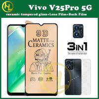 3in Vivo กระจกเทมเปอร์เซรามิก1 VIVO V25Pro 5กรัม V27 V27e V25e V25 V23e V23 5กรัม V21 V21e V19 V17 V15เคลือบฟิล์มบาง + ฟิล์มเลนส์ + ฟิล์มด้านหลัง