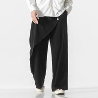 、’】【= Japanese Mens Casual Pants Chic Design Loose Trousers Large 5XL Harajuku Vintage Solid Wide Leg Pants Yoga Skirt Trousers