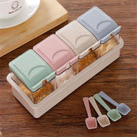 【cw】Kitchen Seasoning Set Spice Jars Condiment Sugar Salt Storage Container Case