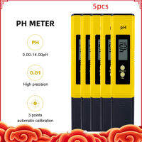 5pcs PH-02 LCD Digital PH ปากกามิเตอร์น้ำตัวทดสอบคุณภาพสำหรับตู้ปลาสระว่ายน้ำ