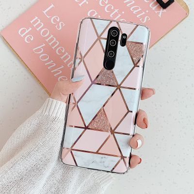 「Enjoy electronic」 Electroplating Geometry Marble Case For Redmi Note 9 8 7 Pro Note 10 9S Redmi 8A K40 Pro Shockproof Soft IMD Phone Back Cover
