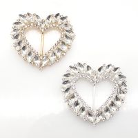 【cw】 Alloy Heart Shape Garment Decoration 2Pcs/Lot 47x50mm DIY Mixed Color Ribbon Wedding Rhinestone Crystal Buckle Ornament 【hot】