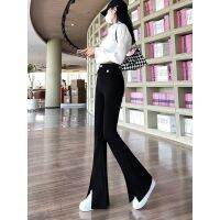 [COD] Slit trousers womens 2022 spring and autumn new high waist drape slim-fit suit black elastic casual