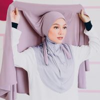 【YF】 YZ24 Malay Chiffon Hijab Scarf With Bandage Non-Slip Muslim Women Breathable Long Shawl Headband Fashion Turban Headwrap