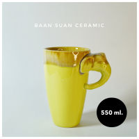 Baansuanceramic แก้วกาแฟ เซรามิค แก้วมัค แก้วทรงสูง หูช้าง เข้าไมโครเวฟได้ ขนาด8.5x15cm