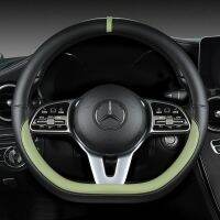 ★New★ The latest new Napa leather black plus color-changing round steering wheel cover D-type high-end car interior steering wheel handle