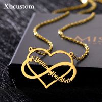 Custom Name Necklace Couple Stainless Steel Heart Personalized Gold Choker Necklaces Infinity Pendant Nameplate for Women Gift