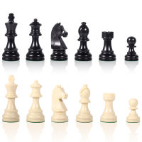 ตัวหมากรุกสากล polymer resin 3 3/4 German Knight Black &amp; White Chess Pieces