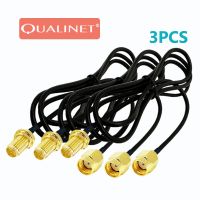 QUALINET 3pcs RG174 Coax Cable Extension Copper RP SMA Male-RP SMA Female Connector for Coaxial WiFi Network Card RG174 Antenna Cables