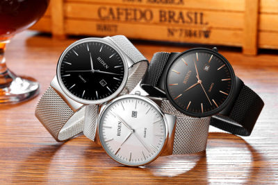 ✨HOT ITEM✨ Biden Mens Ultra-Thin Calendar Business Steel Mesh Band Watch Simple Fashion Mens Watch Manufacturers YY