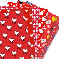 ℗ Red Love Heart Valentines Day 100 Pure/Polyester Cotton/Satin/Stretch Fabric Patchwork Sewing Quilting Needlework DIY Cloth