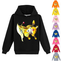 Pikachu เสื้อฮู้ดเด็กผู้หญิง,เสื้อกีฬาแขนยาวผ้าฝ้าย65% ฤดูใบไม้ร่วง + โพลีเอสเตอร์35% ไฟเบอร์มีฮู้ด100-170ซม. มีกระเป๋าเด็กหญิงเด็กชายแขนยาว0000