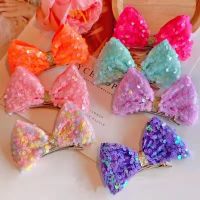 【cw】 Korean Hair Bows Hairpin Kids Sequin Performance Top Clip Does Not Hurt Card 1