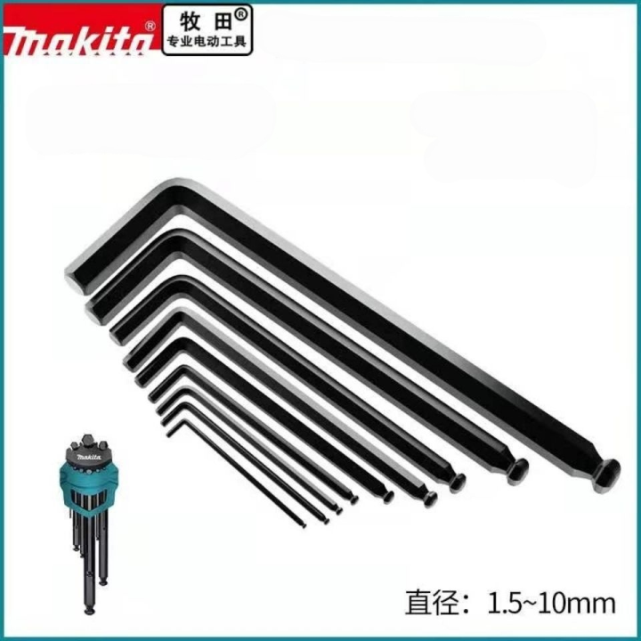 makita-9pcs-allen-wrench-set-special-long-ball-head-inner-hexagonal-combination-lengthened-flat-head-repair-tool