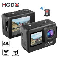 HGDO กล้องกีฬา4K 60FPS 2.0นิ้วจอ LCD EIS 4X รีโมตคอนโทรลกันน้ำซูมหมวกกันน็อคเครื่องบันทึกวีดิโอกีฬา Go 9 Pro