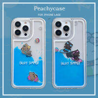 Glitter Summer Float Hello Ocean Flow Liquid Quicksand Phone Case for 11 12 Pro Max 13 14Pro Max Acrylic Hard PC Shockproof Protection Phone Back Cover Shell Top Seller
