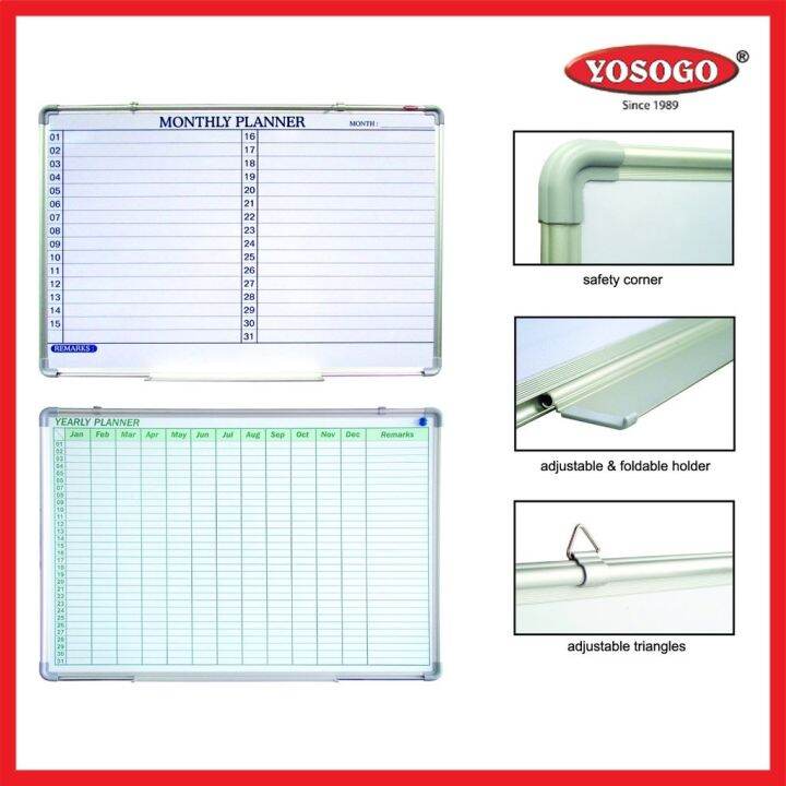 Yosogo yearly planner whiteboard magnetic monthly planner whiteboard