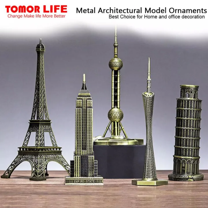 Tomor Life Alloy Bronze Tone Paris Eiffel Tower Statue Vintage Figurine Home Decoration Metal Crafts Building Model Iron Tower