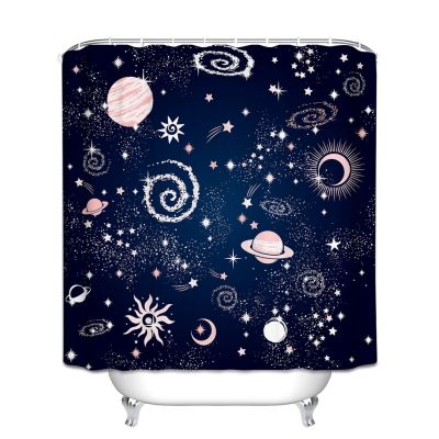 Baltan HOME LY1 Starry Sky Galaxy Moon Sun Shower Curtain Constellation Mystery Night Bathroom Curtain Waterproof Polyester Hook Digital Printing