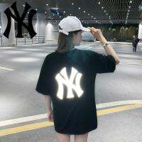 เตรียมจัดส่ง เสื้อยืดพิมพ์ลายแฟชั่น NY สีอ่อนสำหรับสุภาพสตรี ใส่ หด