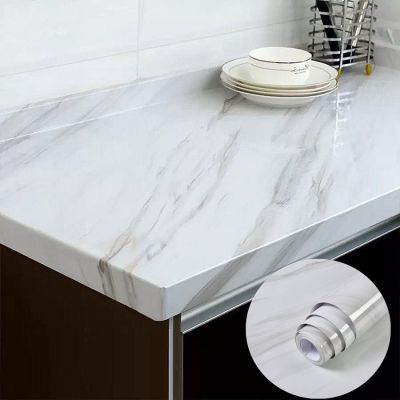 [24 Home Accessories] ฟิล์มตกแต่งที่ทันสมัย PVC Self-Adhesive Marble วอลเปเปอร์กันน้ำมันตู้ครัวสติ๊กเกอร์ติดผนัง Home Decor Films