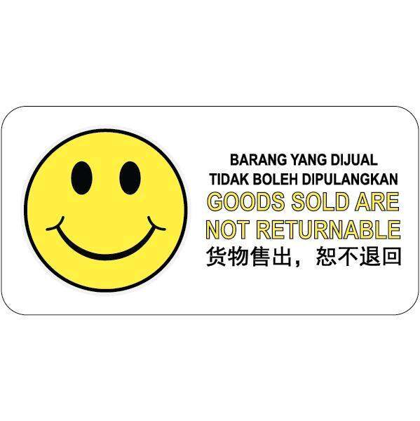 GOODS SOLD ARE NOT RETURNABLE PVC SIGN STICKER 105X210MM | Lazada