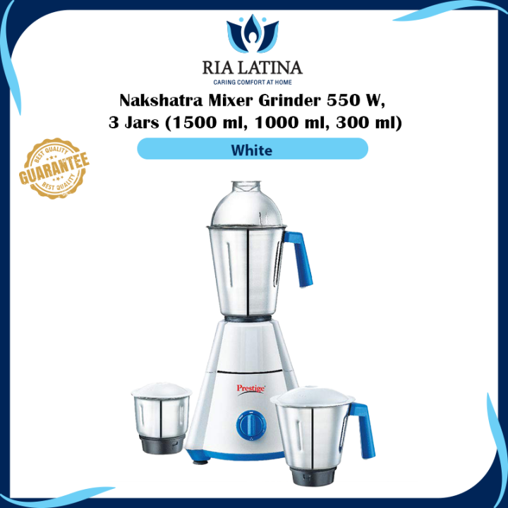 Ria Latina Prestige Nakshatra Mixer Grinder 550 W, 3 Jars (1500 ml, 1000 ml, 300 ml) Kitchen
