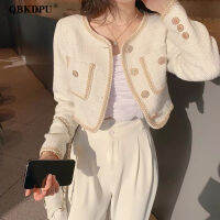 Elegant Slim Cropped T Jacket ผู้หญิงฤดูใบไม้ผลิเสื้อลำลองสั้นเกาหลีแฟชั่น Chaquetas Vintage Chic Outerwear 2023 New