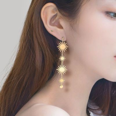 【CC】 sunflower earrings silver needle European and temperament simple high sense retro personalized earri